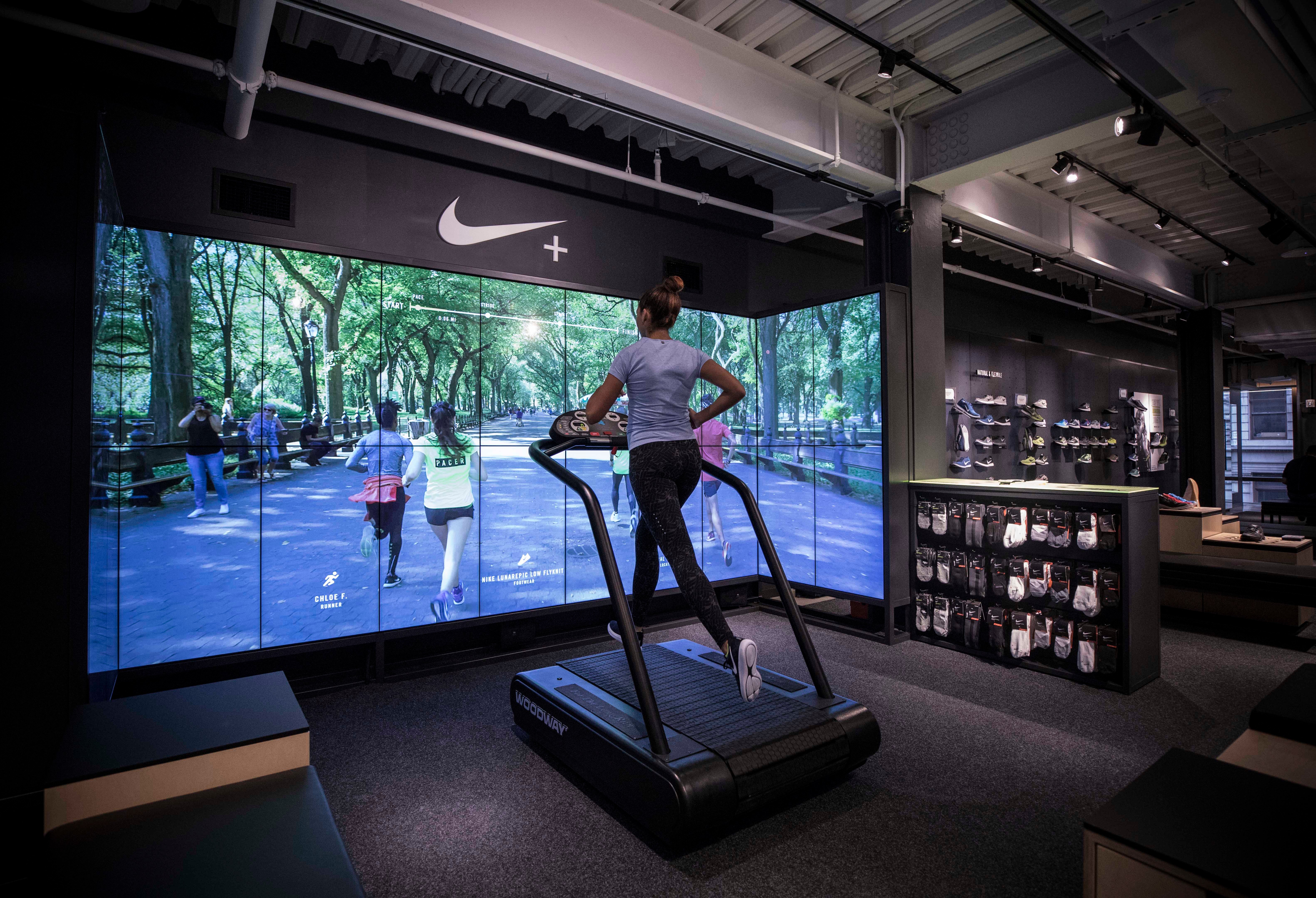 nike store with basketball court