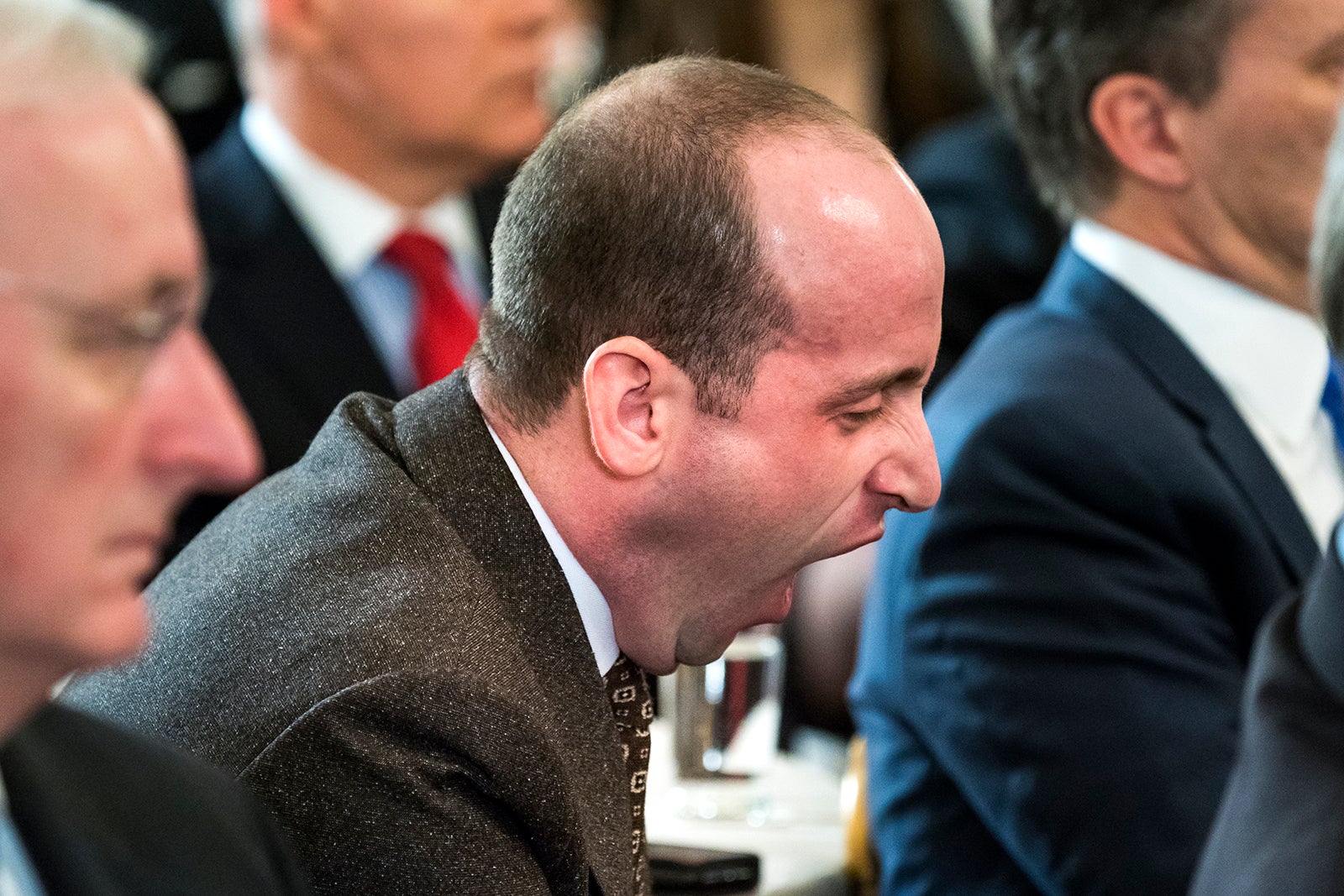 Top Trump aide Stephen Miller looked pretty sleepy at a meeting on school shootings