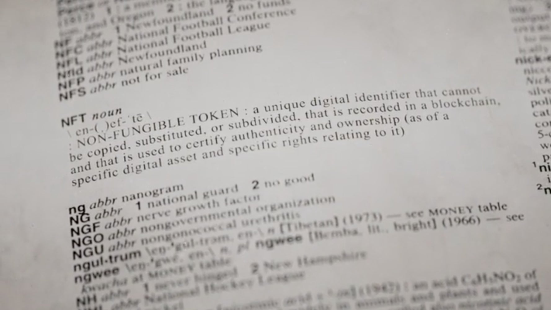 Merriam-Webster has a succinct new definition of an NFT