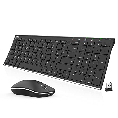 Arteck 2.4G Wireless Keyboard and Mouse Combo HW193MW162 Stainless