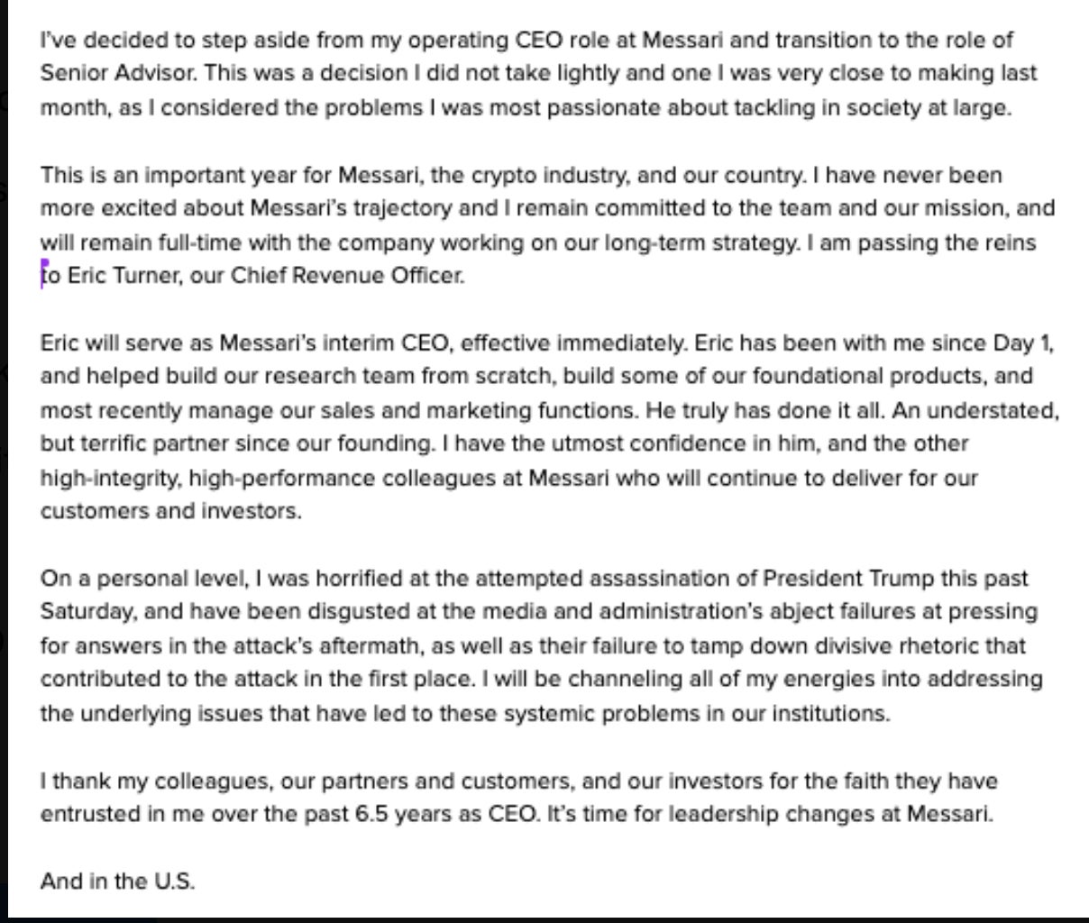 A crypto CEO is out of a job after violent, anti-immigrant tweets